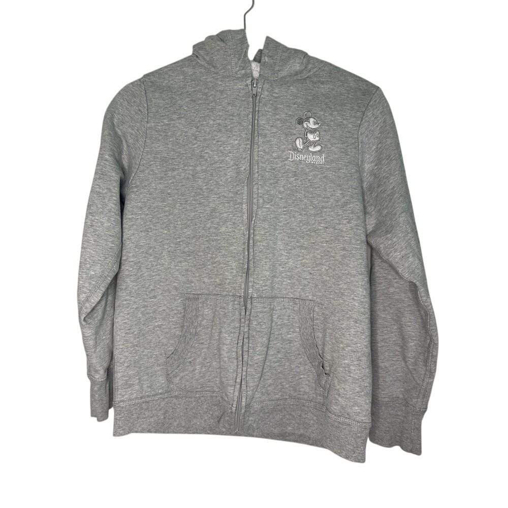 Disneyland Resort Zip Up Hoodie Mickey Mouse Gray Quilted Interior